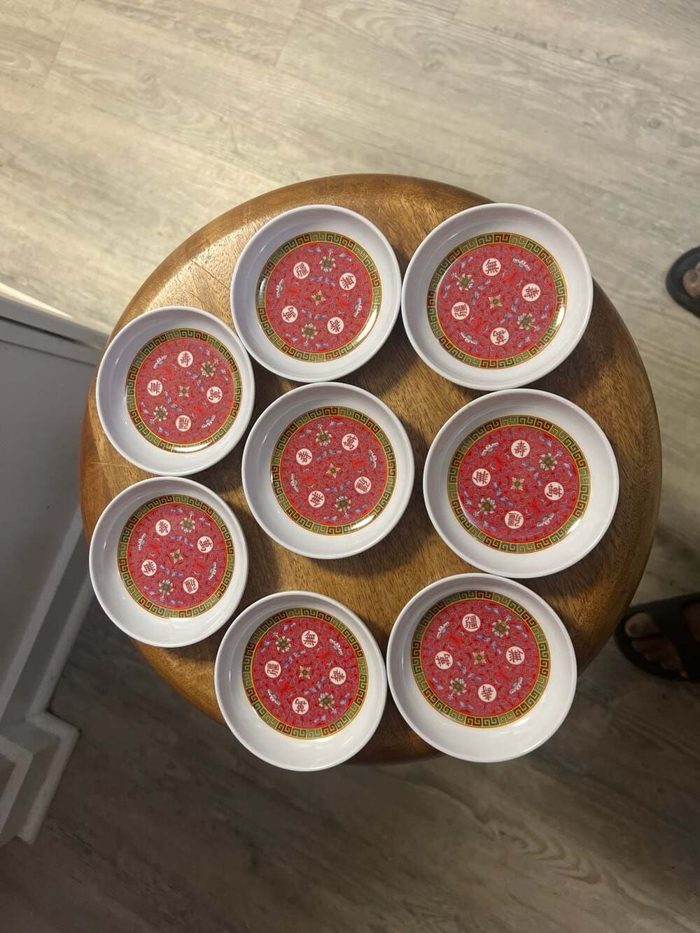 Thunder Group Tai-Hong Red Longevity Melamine Sauce Dishes, Set of 8, Model 1003